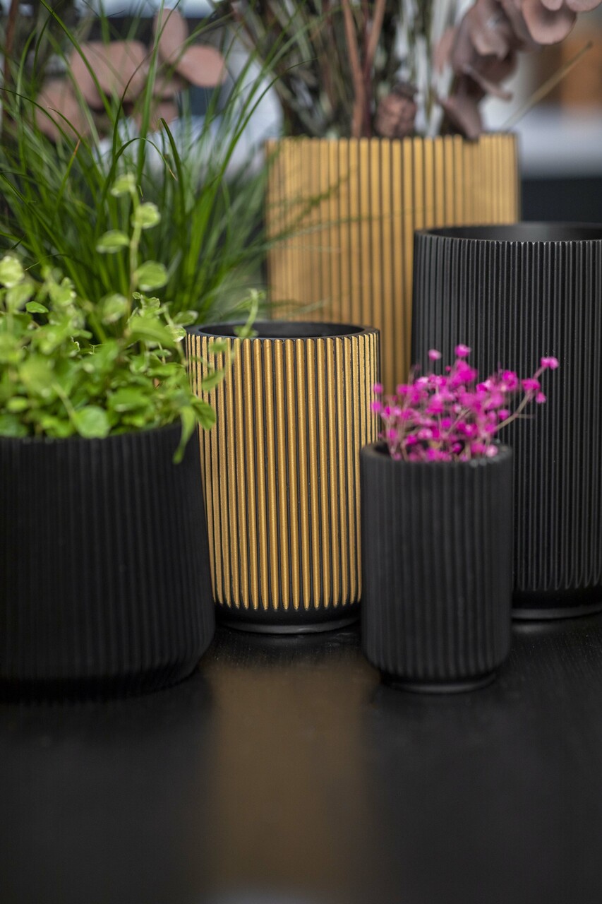 Gefäß Hoch Groove Schwarz Gefäß Hoch Groove Schwarz