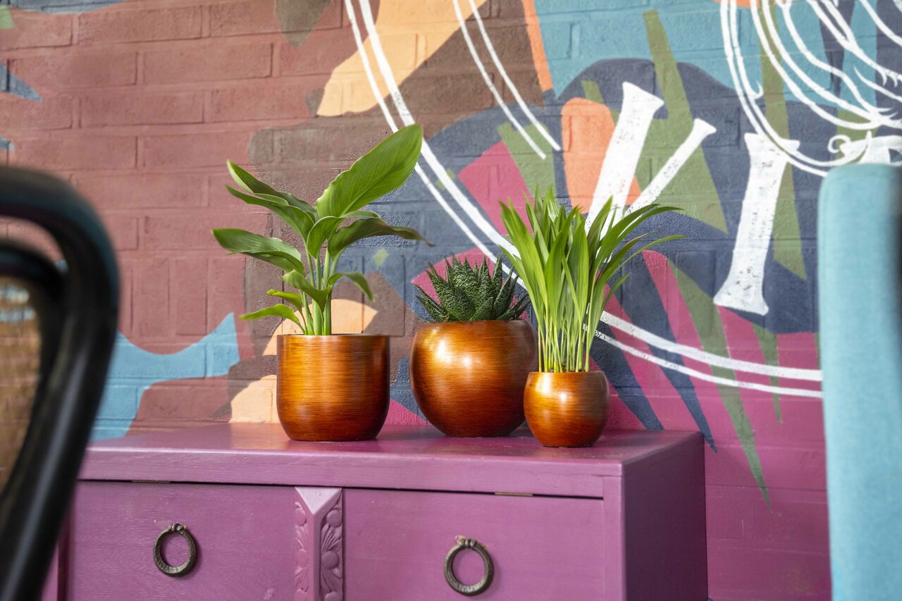 Topf Kugel Retro Kupfer