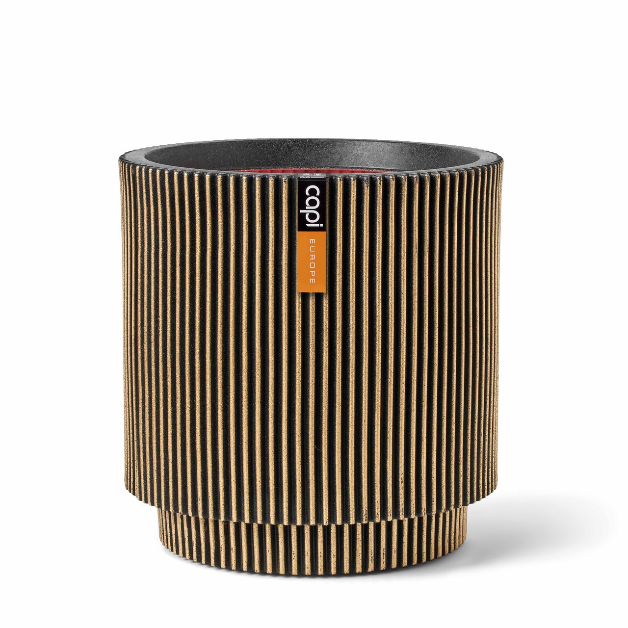 Vase Cylinder Groove Black gold