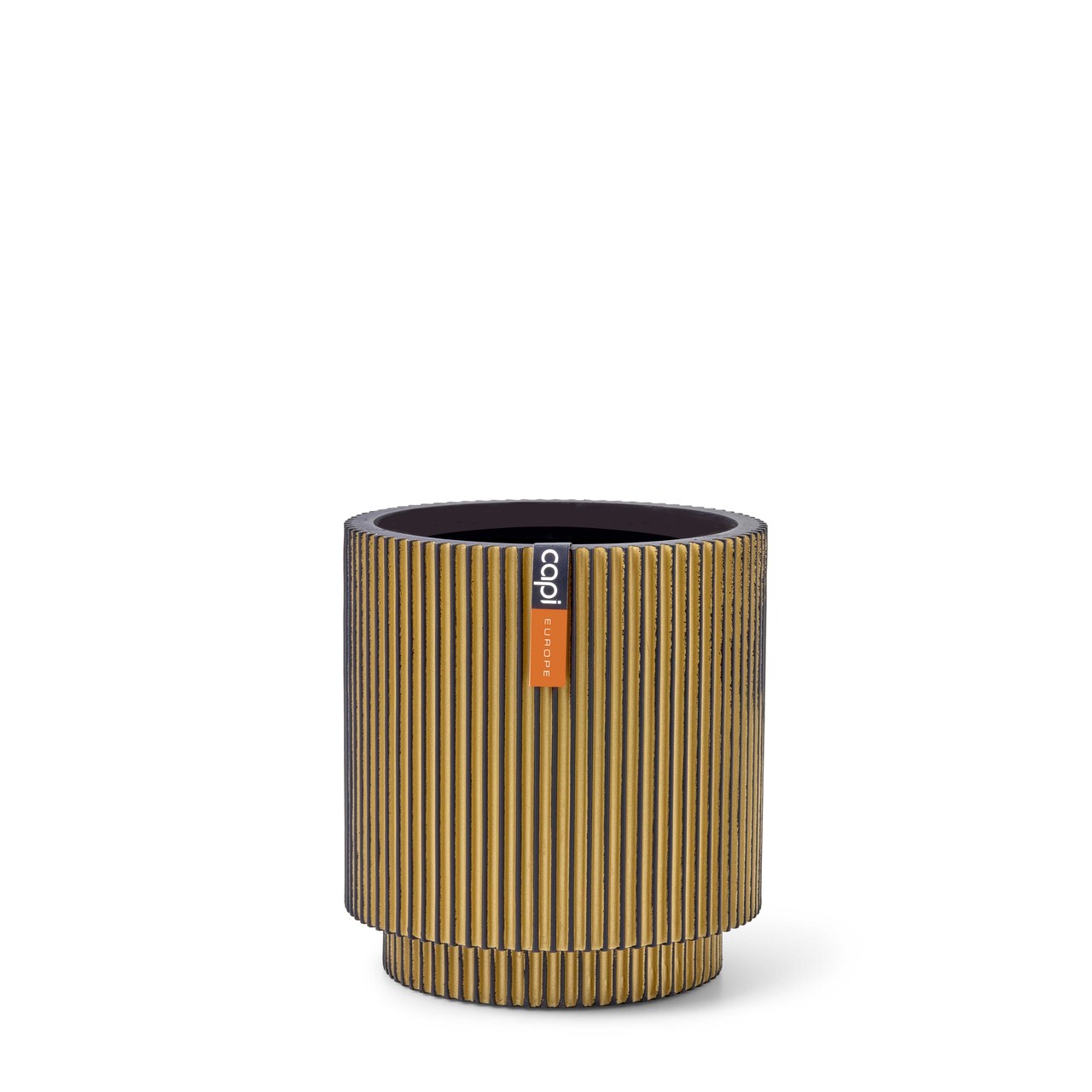 Indoor Groove Vase Cylinder Black gold