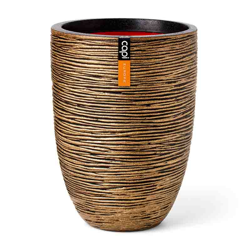 Vase Elegant Low Rib Black gold