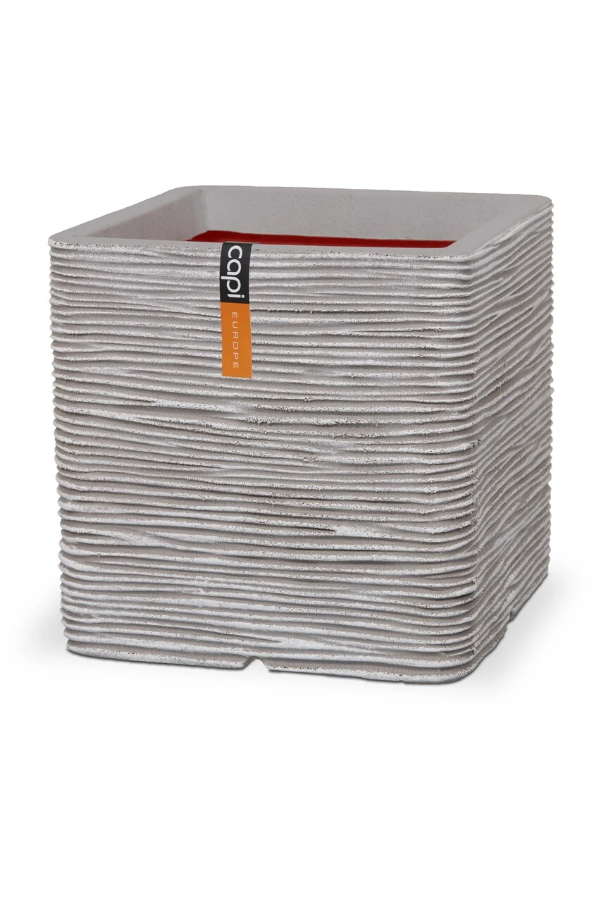 Planter Square Rib Ivory