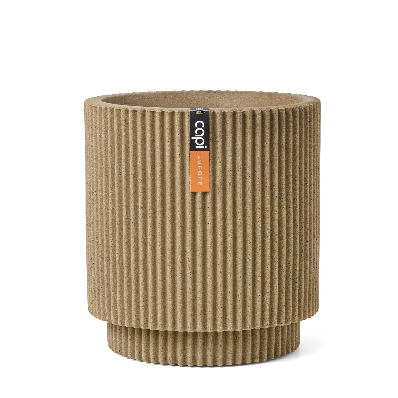 Vase Cylinder Groove Beige