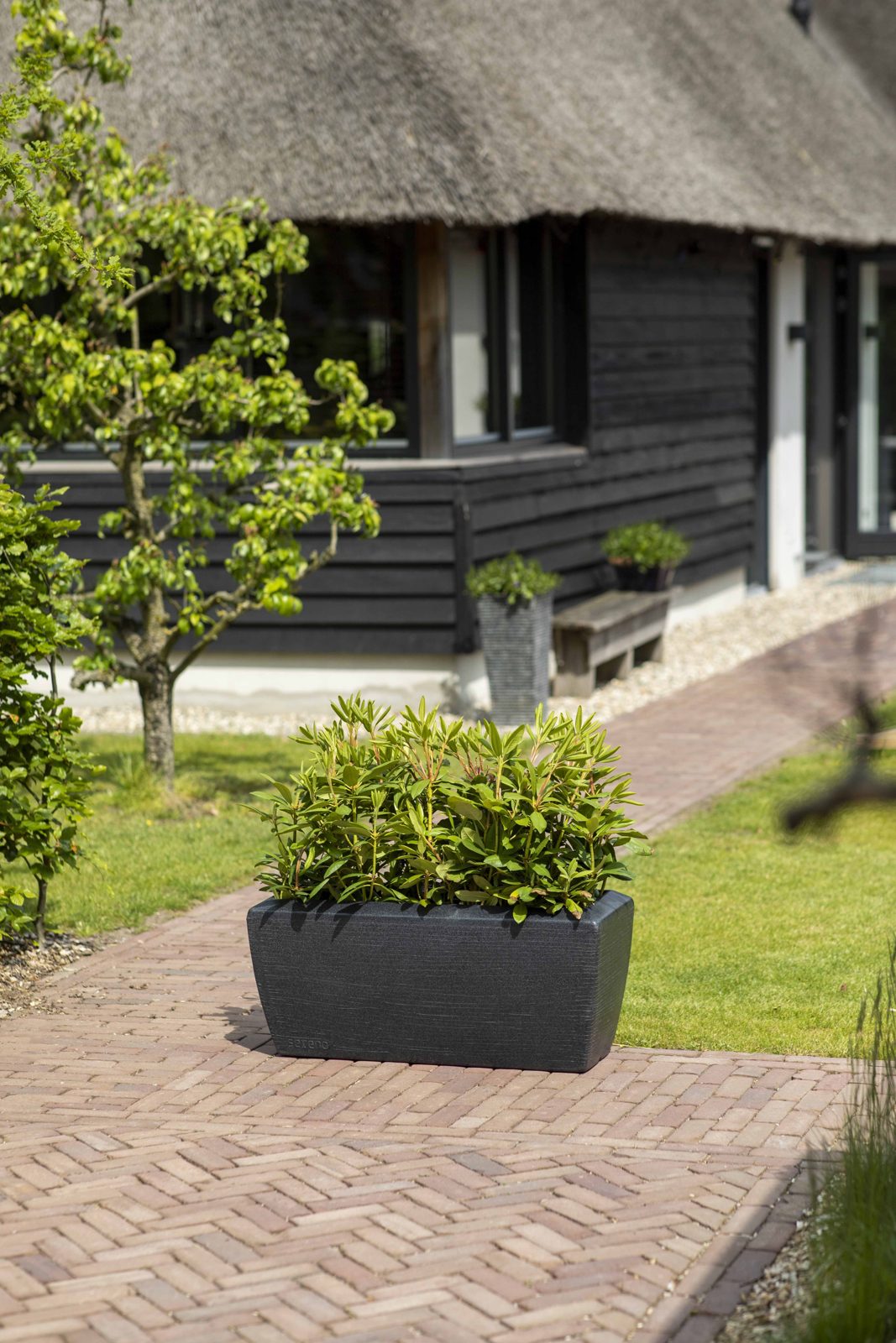 Planter rectangle Arc Granite Black